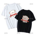 Cute Peach Cat Cartoon Couple Print Shirt Unisex Shirt Gray Sent Flowers To Peach T Shirt New Style Lovers' Clothes Casual Tee. 
