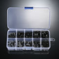 200pcs Black Allen Head Socket Internal Hex Set Grub Screw Assortment Cup Point Screws Kit for Home Use.