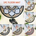 Semi-Circle Doormat, Anti Slip Marble Pattern Half Moon PVC Floor Mat,30X60cm.