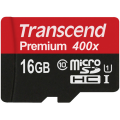 Transcend 16GB Premium microSDHC UHS-I Memory Card with SD Adapter. 