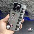 Cartoon Sanrio Cute Kuromi Phone Case Compatible for IPhone 11 15 12 13 14 Pro Max X XS Max XR Luxury Plating Metal Button Lovely Kuromi Silicone Shockproof Soft Cover. 