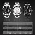 Big Face Dial 46MM Wrist Watch for Men Steel Bracelet Waterproof Military Sports Male Quartz Wristwatches.