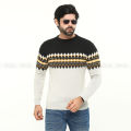 Premium Quality Silver Black Color Cotton Wool And Spandex Full Sleeve jacquard Sweater For Men. 