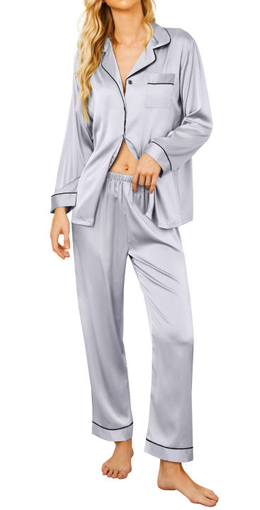 Ladies%20Pajamas%20Set%20Long%20Sleeve%20Soft%20Lounge%20Wear%20Silk%20Satin%20Pj%20-%20Image%208