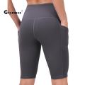 Summer Sport Yoga Shorts For Women Seamless Five-Point Biker Short With Side Pocket Hip Lift Gym Fitness Tights.