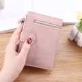 New Ladies Wallet Female Short Japanese and Korean Version Trendy Small Fresh School Girls Multifunctional Folding Small Purse Wallet.