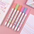 Curve Highlighter Pen, Colored Curved Pens for Note Taking,Dual Tip Pens with 6 Different Curve Shapes Fine Tips, Dual Tip Pens with Different Curve Shapes.
