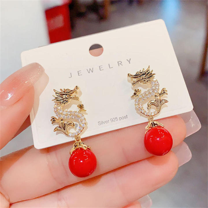 Festive%20Dragon%20Earrings%20Auspicious%20Peal%20Dragon%20Dangle%20Earrings%20Jewelry%20for%20Party%20Accessory%20Women%E2%80%99s%20Fashion%20Gift%20Idea%20Ethnic%20Wear%20-%20Image%203