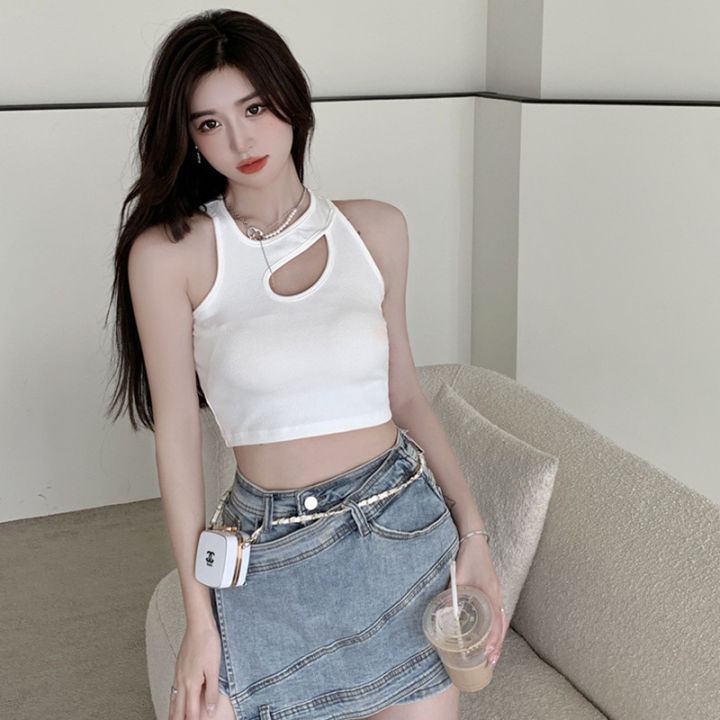 Women%20Padded%20Tank%20Tops%20Summer%20Casual%20Solid%20Color%20Cutout%20Sleeveless%20Crop%20T-shirt%20for%20Streetwear%20Club%20Wear%20-%20Image%205