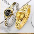 YOLAKO Couple Men's Women's Steel Band Watch Glow Calendar Diamond Scale Gold Business Men Watch Women Bracelet Wristwatches.