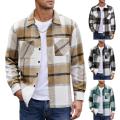 Men Vintage Shirt Jacket Men's Plaid Print Shirt Coat Casual Button Down Jacket with Long Sleeve Fleece Shacket for Autumn.