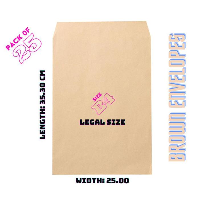 Brown Envelopes (Khaki Kham) Folding Pocket For Invitations Cards, Photos, Letters, Strong Bond Paper, by Better Office Products, Great Option for Mailing, Storage and Organizing, Size B4, Legal (Length 35.30cm X Width 25.00cm), Pack of 25 PCS