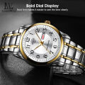 LouisWill Men’s Watch Fashion Quartz Watch Watches Steel Strap Watches 30M Waterproof Watch Large Number Dial Watches Luxury Design Watch Wristwatch With Calender Luminous Pointer. 