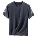 Thin Ice Silk MenTT-shirt Summer Sports and Leisure round Neck Large Size Quick Drying Clothes Loose Night Reflective. 