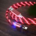 terno 3 in1-1/2M Led Fluid Light Magnetic Charging Mobile Phone Cable Flow Luminous Lighting Cord Charger for Type C / IOS / Micro USB. 