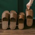 women and men Slippers non-slip home rattan grass indoor couple home men and women spring and summer bamboo woven sandals.