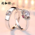 S925 sterling silver couple rings a pair of open men and women wedding diamond rings simulation pair of rings open manufacturers wholesale.