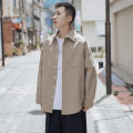 Cargo shirt, men's long sleeve, Korean version, loose bf trend jacket, Hong Kong style, Japanese casual and versatile, handsome shirt, autumn clothes.