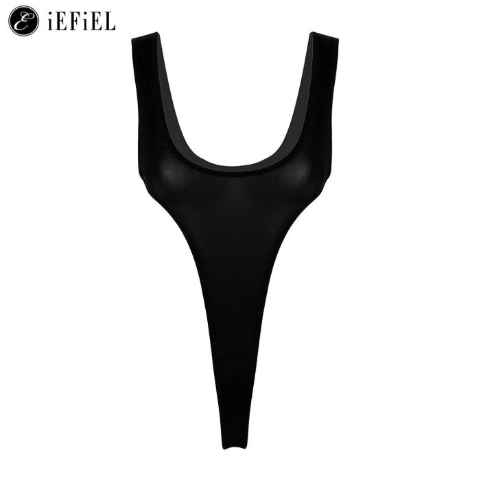 Womens Sheer Mesh Leotard Top Bodysuit One Piece High Cut Backless Swimsuit Monokini Swimwear Bathing Suit Beachwear