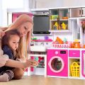 4-in-1 Mini Bathroom Playset with Lights & Sounds, Pink Play Dressing Table Toy Set, Furniture, Bathroom Accessories, Pretend Role Play Toys for Boys Girls.