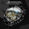 LouisWill Men's Watch Double Tourbillon Hollow Calendar Watch Luminous Watch Steel Band Watch Men's Fashion Steel Watches 30M Waterproof Wristwatches  Watches For Men With Free Box. 