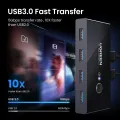 UGREEN USB 3.0 Sharing Switch Selector 4 Port 2 Computers Peripheral Switcher Adapter Hub for PC, Printer, Scanner, Mouse, Keyboard with One Button Swapping and 2 Pack USB Male Cable. 