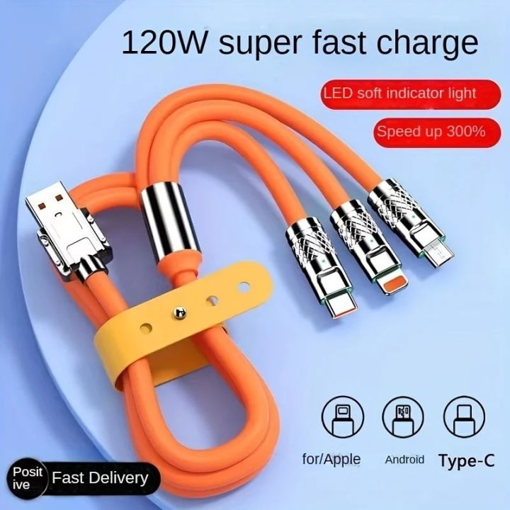 PD120W Ultra-fast Charging Line Digital Multi-function Three-in-one Charging Power Supply USB-C Line Compatible With Samsung