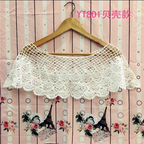 【WSJJ Store】Sweet White Crochet Lace Knit Wide Collar Cape Shawl