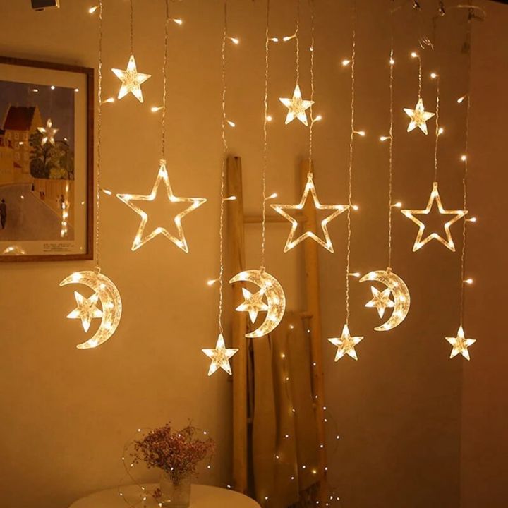 Moon Star Ramadan Decor Led Curtain Garland Fairly Light Eid Mubarak ...