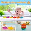 6Pcs Baby Bath Boat Toy Floating Ship Bath Toy Colorful Stackable Bath Toys Fun Baby Bath Time Connectable Boats for Kids.