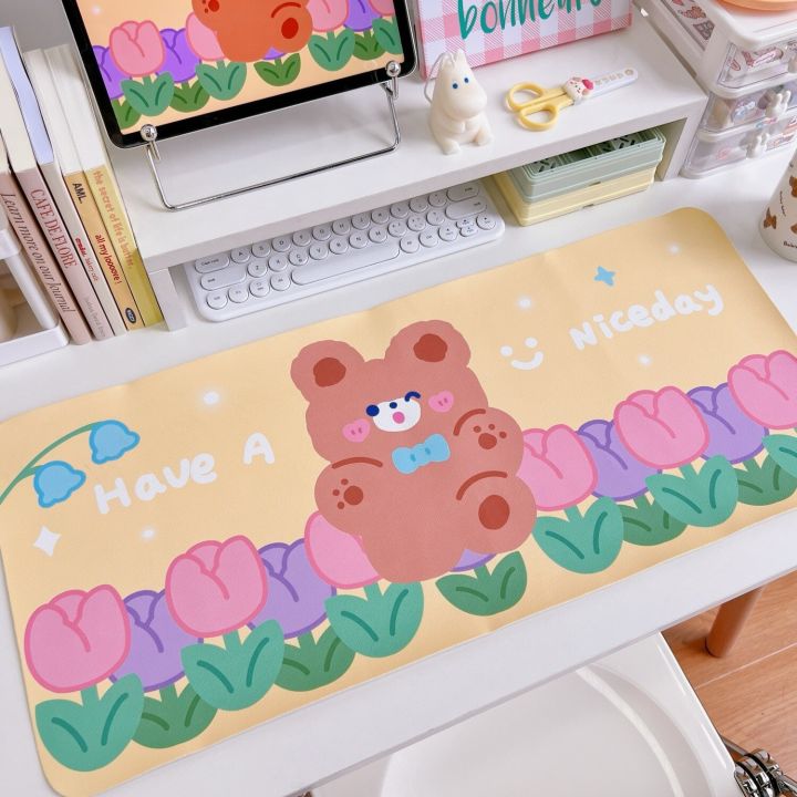 Kawaii Mouse Pad Gaming Large Cute Mousepad PU Leather Waterproof Mouse Pad Desktop Keyboard Desk Pad for School Office