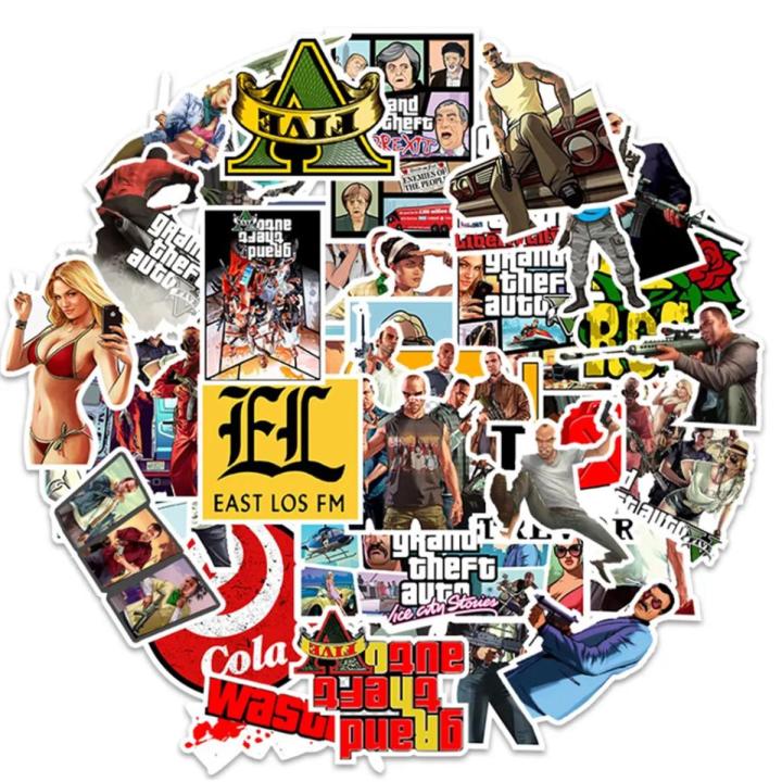 25Pcs/Pack Grand Theft Auto V GTA V PVC Waterproof Stickers For Phone Luggage Skateboard Laptop