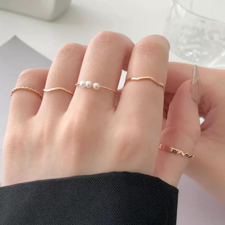 5Pcs Rings Set For Women Rings For Women Finger Ring For Women Girls Ladies  Female Ornament Jewelry Jewellery Ladies Bag Womens Bag Dress Makeup Watch  Couple Rings - Ring For Girls |