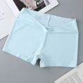 Women's Seamless Knickers Boy Shorts Solid Pattern Underpants with Logo on Waist Plain Dyed Safety Panties for Girls Under Wear. 