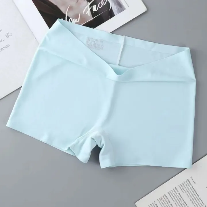 Women's%20Seamless%20Knickers%20Boy%20Shorts%20Solid%20Pattern%20Underpants%20with%20Logo%20on%20Waist%20Plain%20Dyed%20Safety%20Panties%20for%20Girls%20Under%20Wear%20-%20Image%204