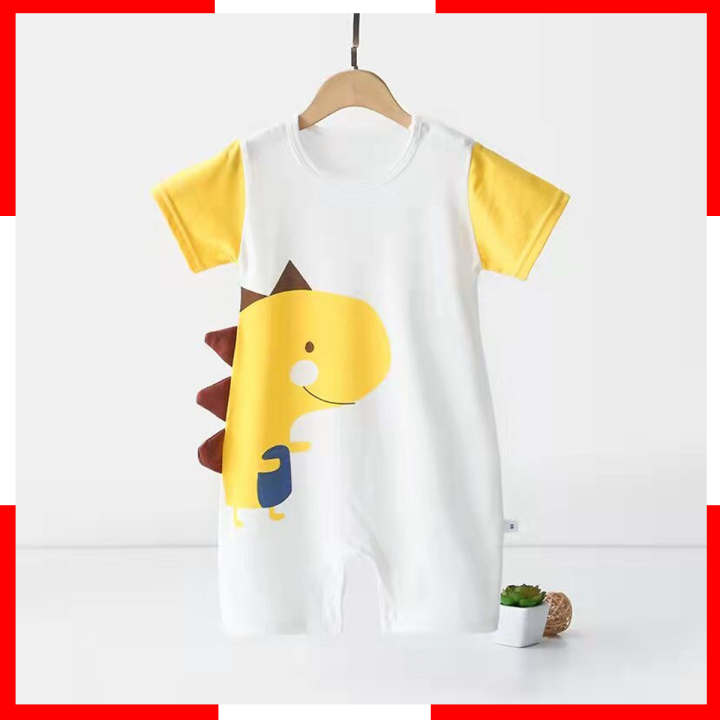 Toddler Infant 2024 Spring Baby Boy Girl Outfit Dinosaur Clothes Costume Romper Jumpsuit Print Clothes 100% Cotton Short Sleeve
