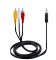 1M 3.5mm Jack Plug to 3 RCA Adapter AUX Cable- Male to Male Audio Video AV Cable Wire -For Speaker Laptop TV Computer Cables. 