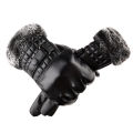 【Versatile】 Screen Leather Gloves Men Outdoor Riding Tram Black Autumn and Winter Thin Fleece Warm Gloves Wholesale Live Stream Supply. 