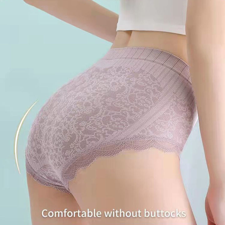 High%20Elastic%20Underwear%20Women's%20High%20Waist%20Lace%20Comfortable%20Breathable%20Bow%20Cotton%20Briefs%20-%20Image%206