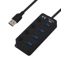 4 Port USB Hub USB Port Extension High Speed USB 3.0 Multi HUB Splitter Adapter With Switch for Laptop & PC - usb hub. 