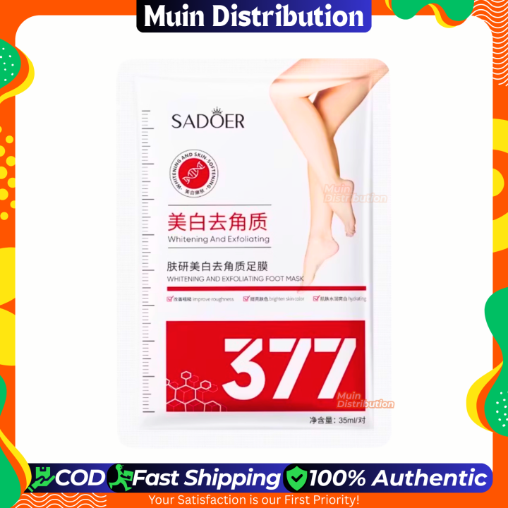 〽️ SADOER Whitening & Exfoliating Foot Mask – 1 pair (35ml) | 377 Formula Foot Peeling Mask for Soft, Smooth & Brightening – Sold & Shipped by Muin Distribution