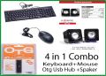 4 in 1 Gaming Combo (A.Tech+ Circel+ D tec+ Senicc )USB Keyboard + MOUSE & OTG HUB+Speakar. 
