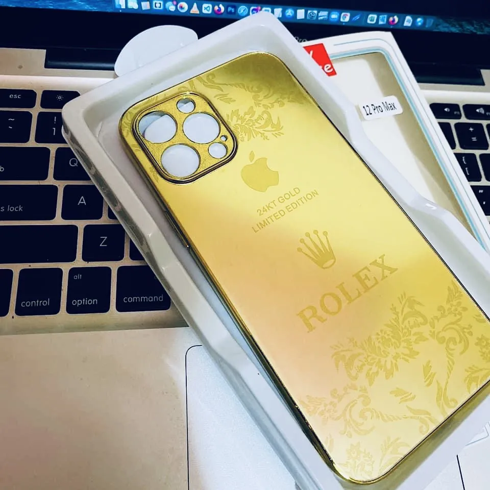 For Apple iPhone 12 Pro Max iphone Rolx 24K Gold edition hard back case