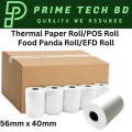 12-PCS 56mm x 40mm (2 Inch) Thermal Paper Rolls - Ideal for POS Printers, Customer Receipts, Food Panda, EFD machine, Credit Card Terminal. 