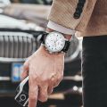 Fashion Automatic Man Watch Mechanical Watches for Men Business 6 Hands 3 Sub Dials Leather Top Band Luxury.