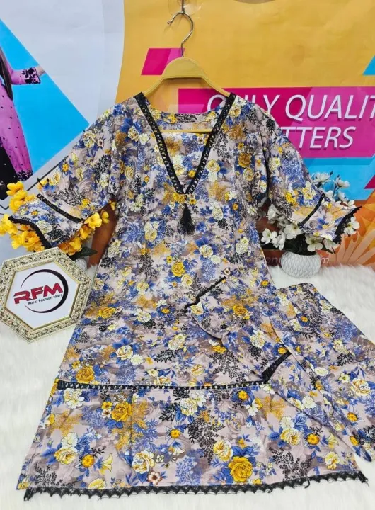 Stitched%20Digital%20Print%20China%20Linen%20Fabric%20Stylish%20Fashionable%20Two%20Piece%20Set%20for%20Women%20-%20Image%205