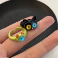 1Pc Funny Black Cat Opening Rings for Women Male Studant Gifts. 