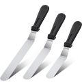 3-piece cake spatula set stainless steel icing spatula PP plastic handle straight curved cake decoration icing spatula baking ca. 