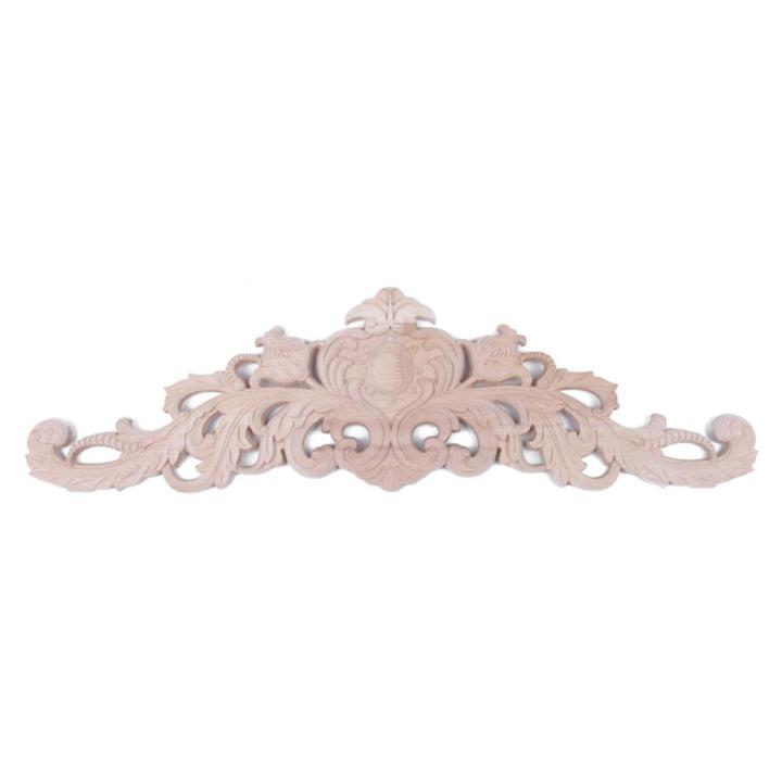 European Style Rubber wood Long Floral Carving Applique Home Decoration Accessories Door Cabinet Furniture Figurines 59*17cm