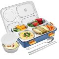 Leak-Proof Stainless Steel Lunch Box For Adults And Kids - Convenient Tiffin Box With Spoon For School And Office Lunches. 